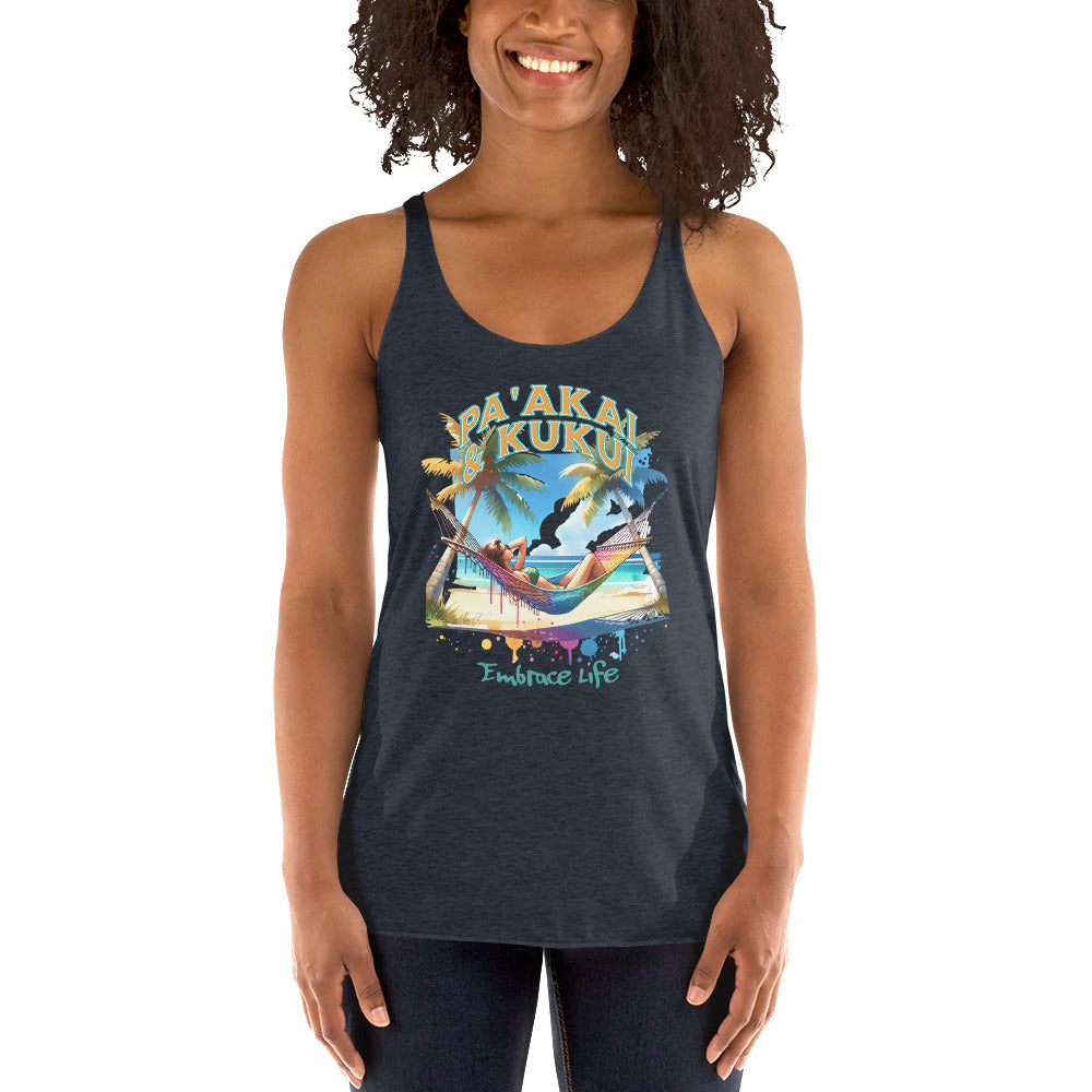 Ku'u aku Women's Racerback Tank Tank Top Pa'akai & Kukui