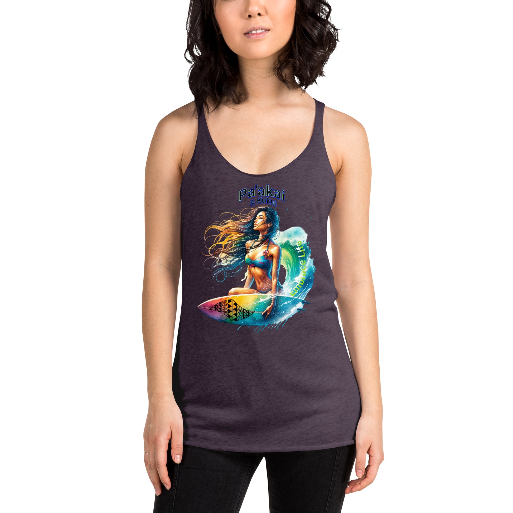 Women's Embrace Life Racerback Tank Tank Top Pa'akai & Kukui