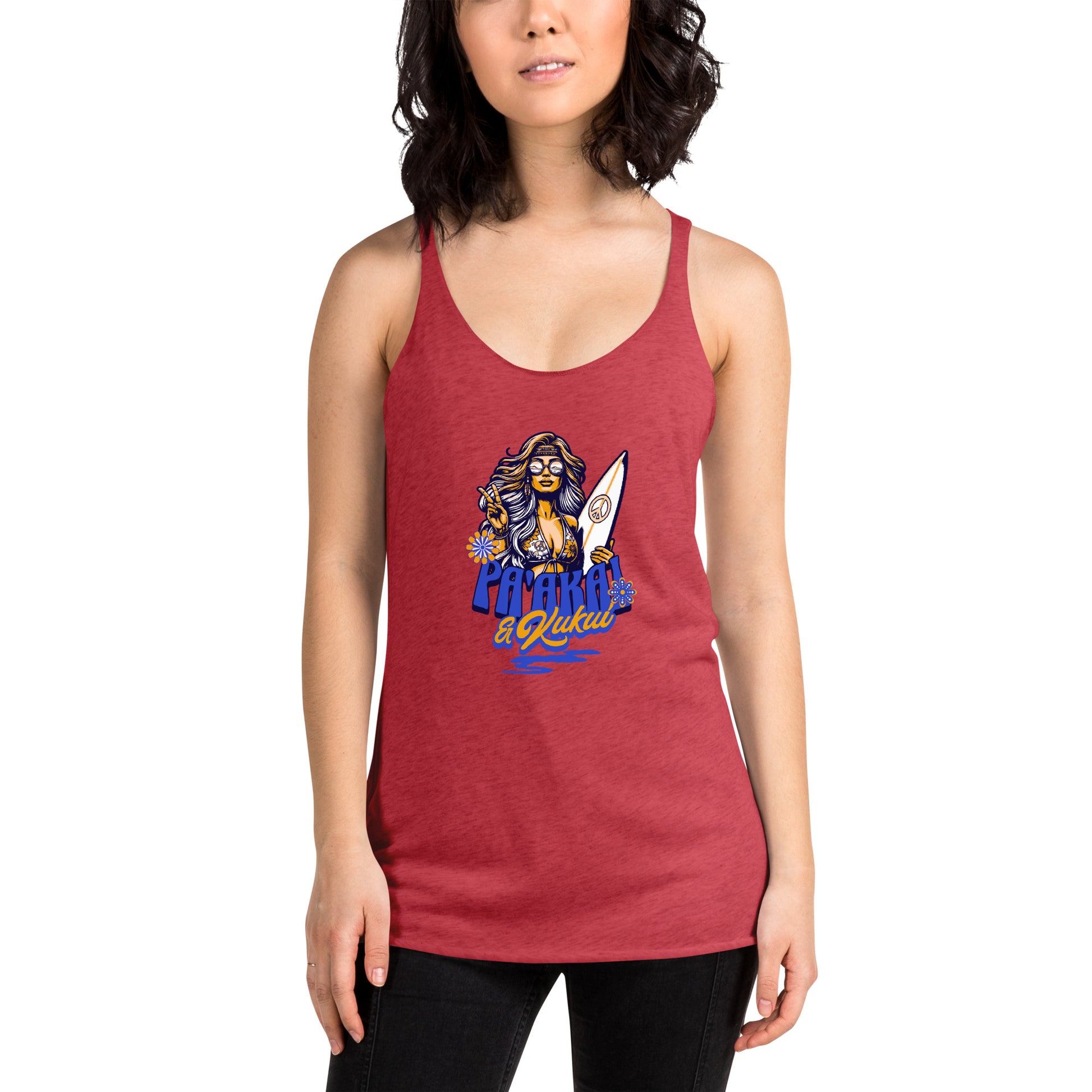 Women's Racerback Hippie Tank Top Tank Top Pa'akai & Kukui Vintage Red XS