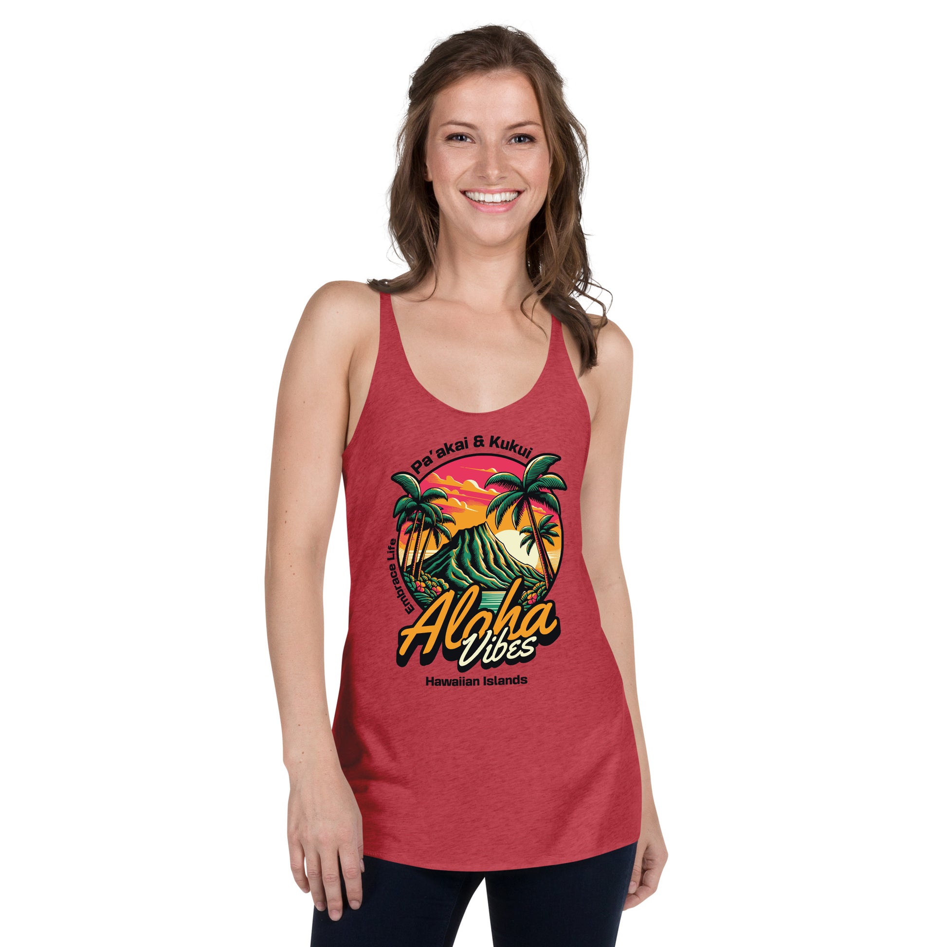 Aloha Vibes - Women's Racerback Tank Tank Top Pa'akai & Kukui
