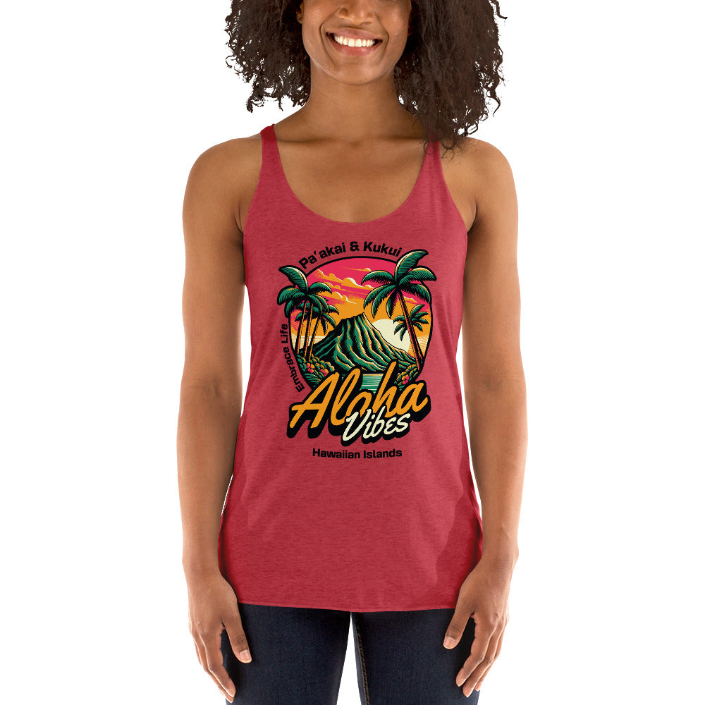 Aloha Vibes - Women's Racerback Tank Tank Top Pa'akai & Kukui