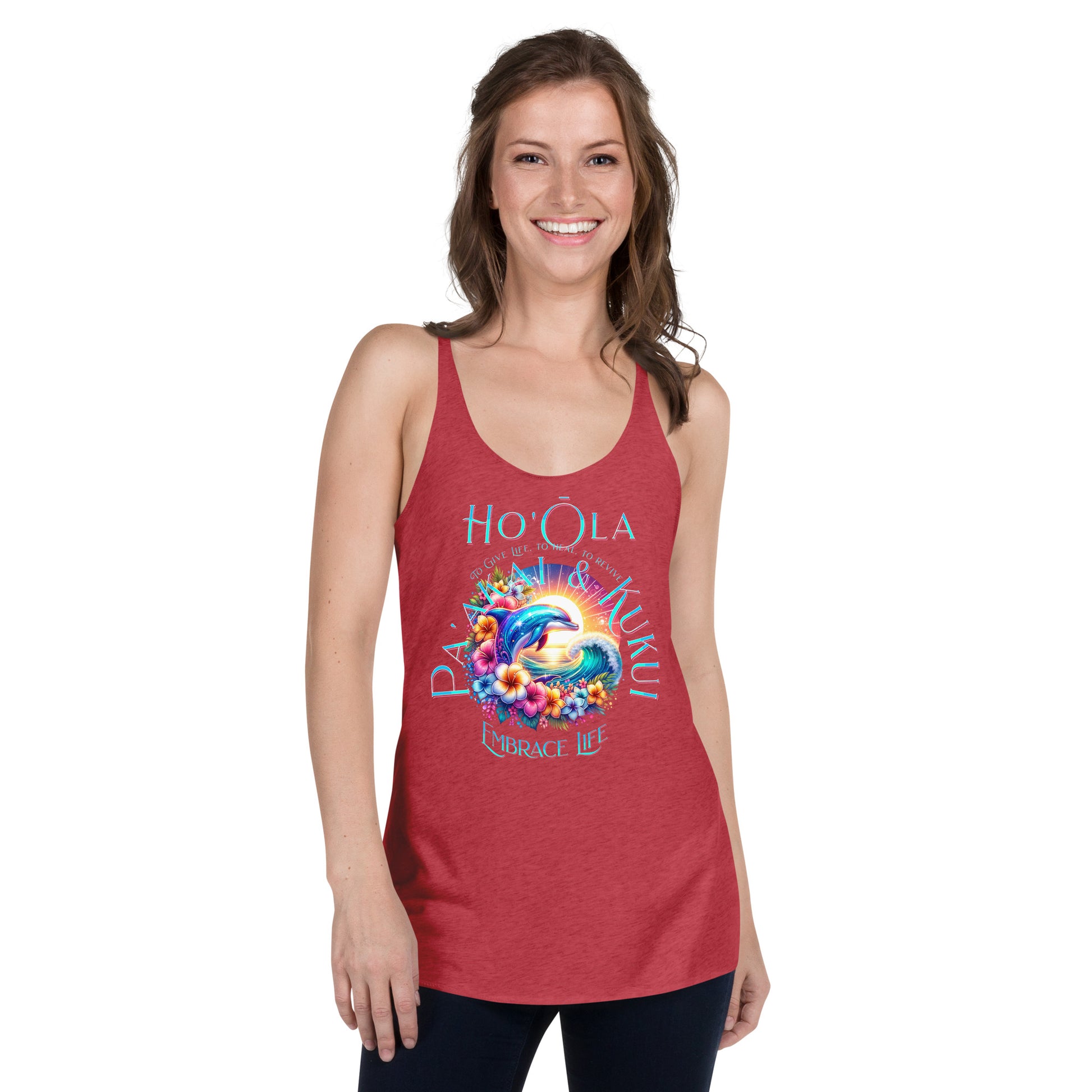 Ho'ōla (To Give Life, To Heal, To Rivive) - Women's Racerback Tank Tank Top Pa'akai & Kukui