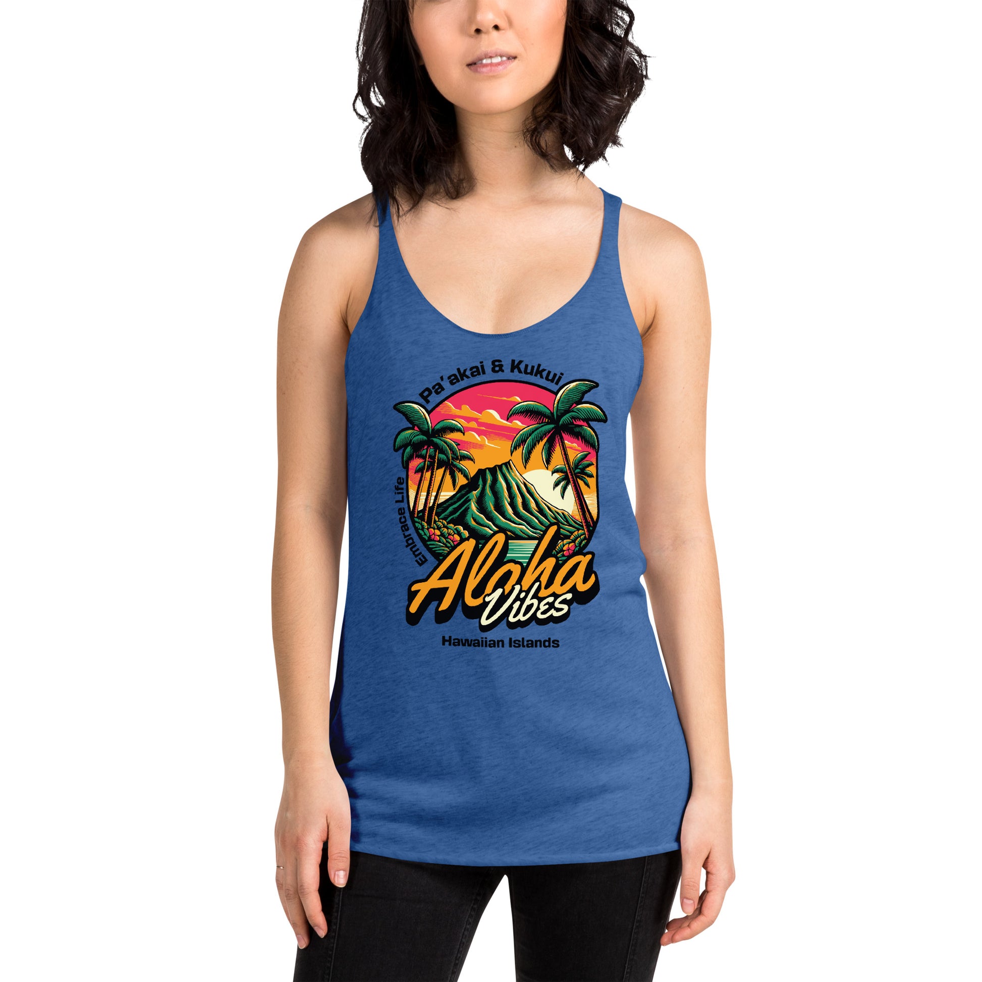 Aloha Vibes - Women's Racerback Tank Tank Top Pa'akai & Kukui