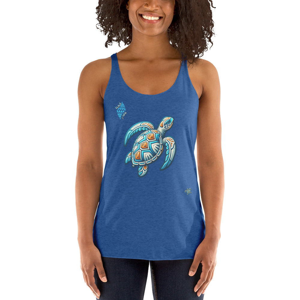 Tribal Sea Turtle Women's Racerback Tank Tank Top Pa'akai & Kukui