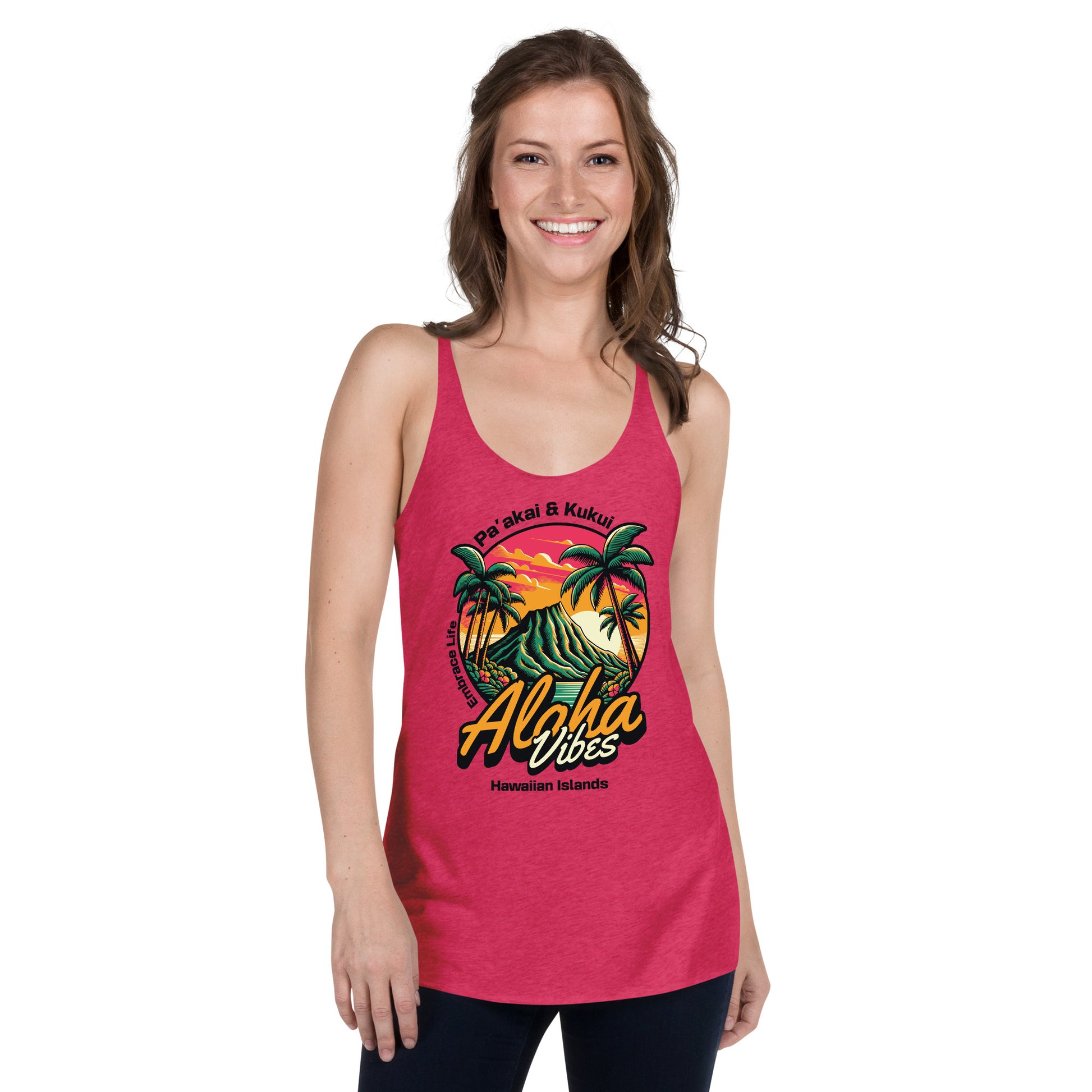 Aloha Vibes - Women's Racerback Tank Tank Top Pa'akai & Kukui