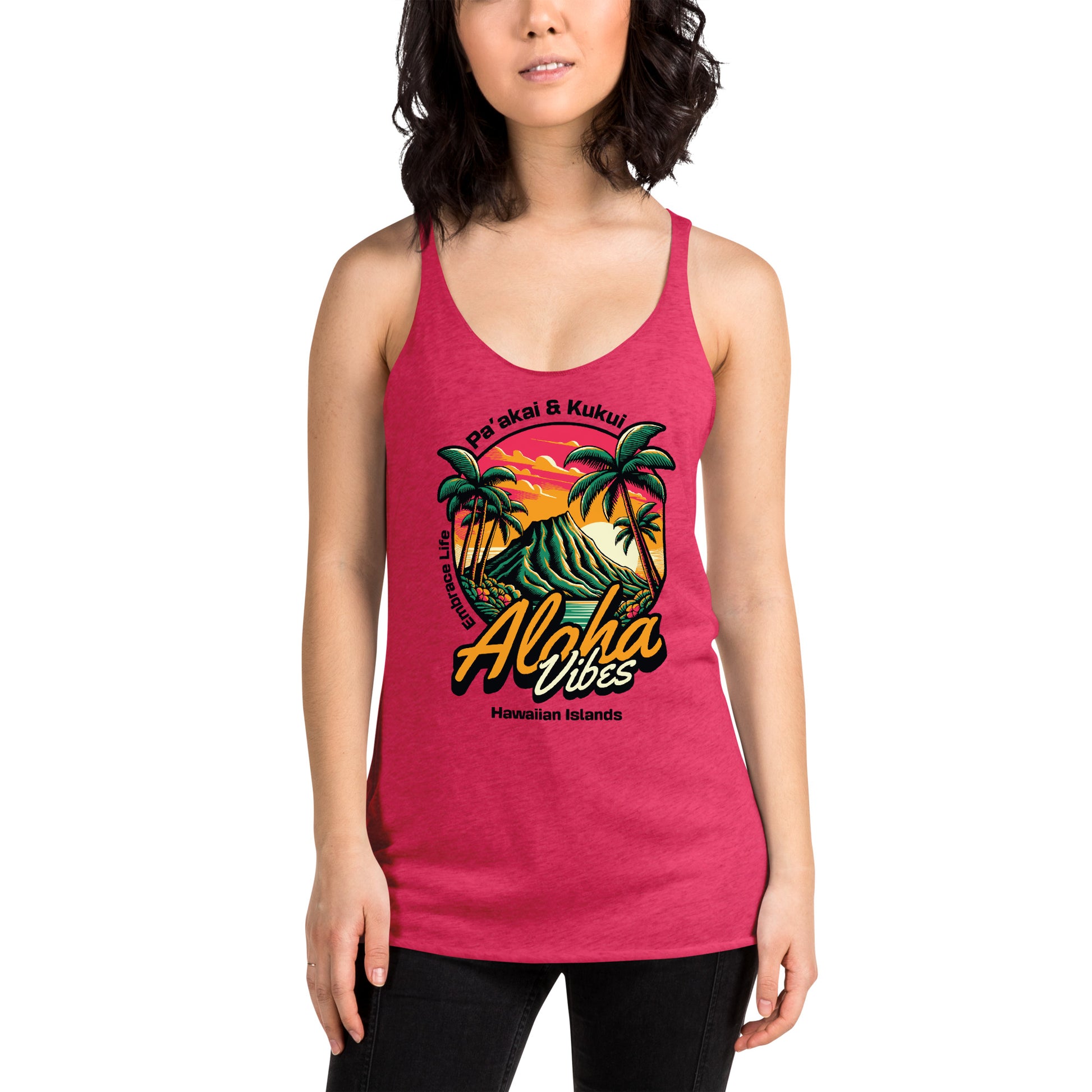 Aloha Vibes - Women's Racerback Tank Tank Top Pa'akai & Kukui