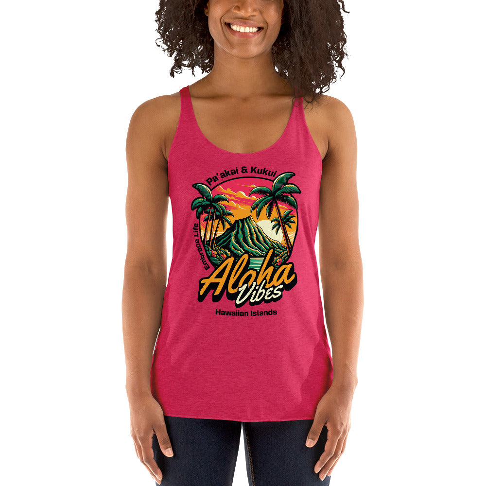 Aloha Vibes - Women's Racerback Tank Tank Top Pa'akai & Kukui