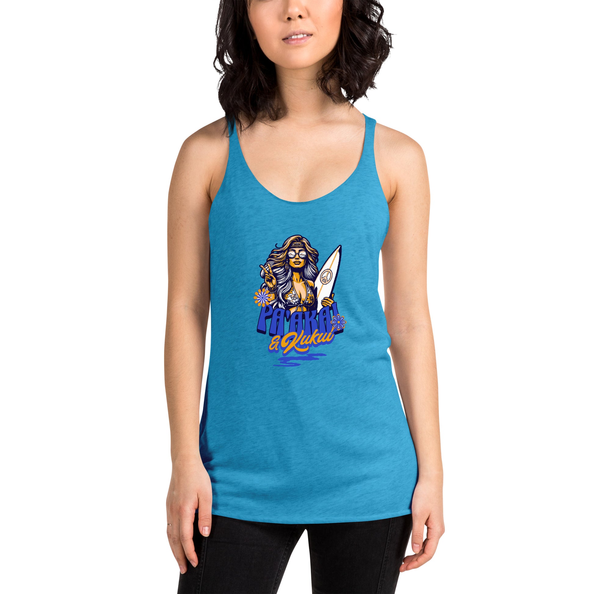 Women's Racerback Hippie Tank Top Tank Top Pa'akai & Kukui Vintage Turquoise XS