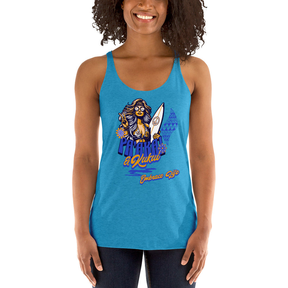 Heʻenalu Chic Racerback Tank-top (Blue) Tank Top Pa'akai & Kukui Vintage Turquoise XS