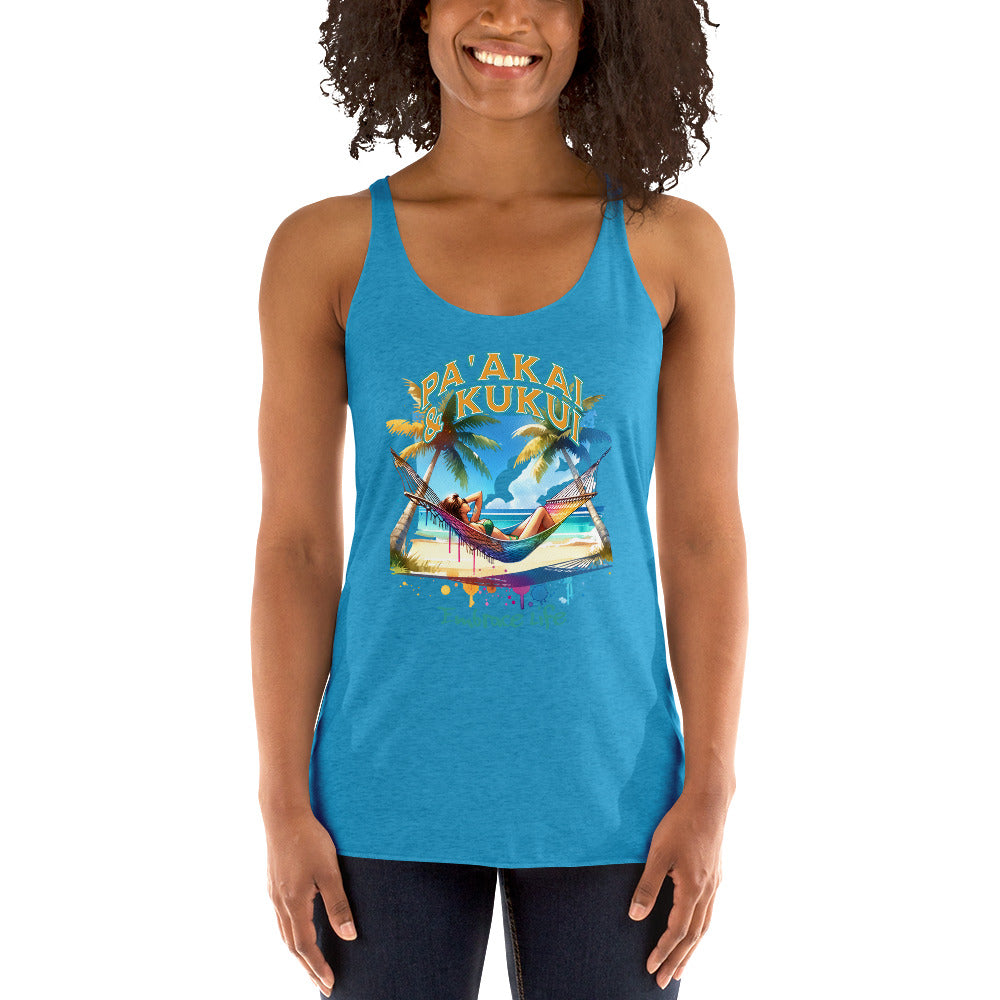 Ku'u aku Women's Racerback Tank Tank Top Pa'akai & Kukui