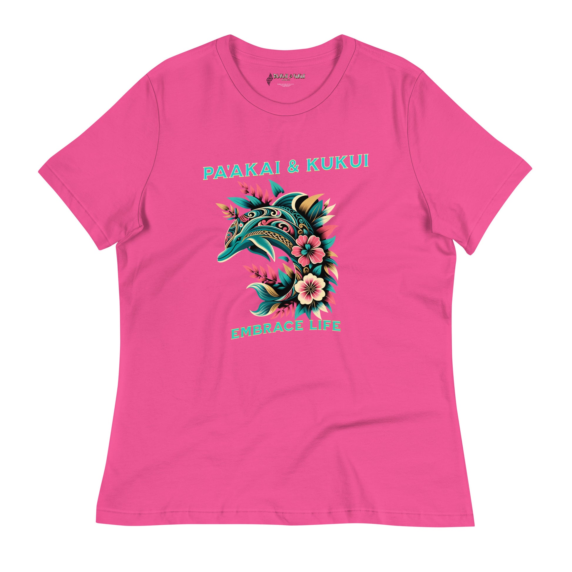 Tribal Naiʻa Women's Hawaiian Relaxed T-Shirt — Polynesian Dolphin Streetwear T-shirt Pa'akai & Kukui