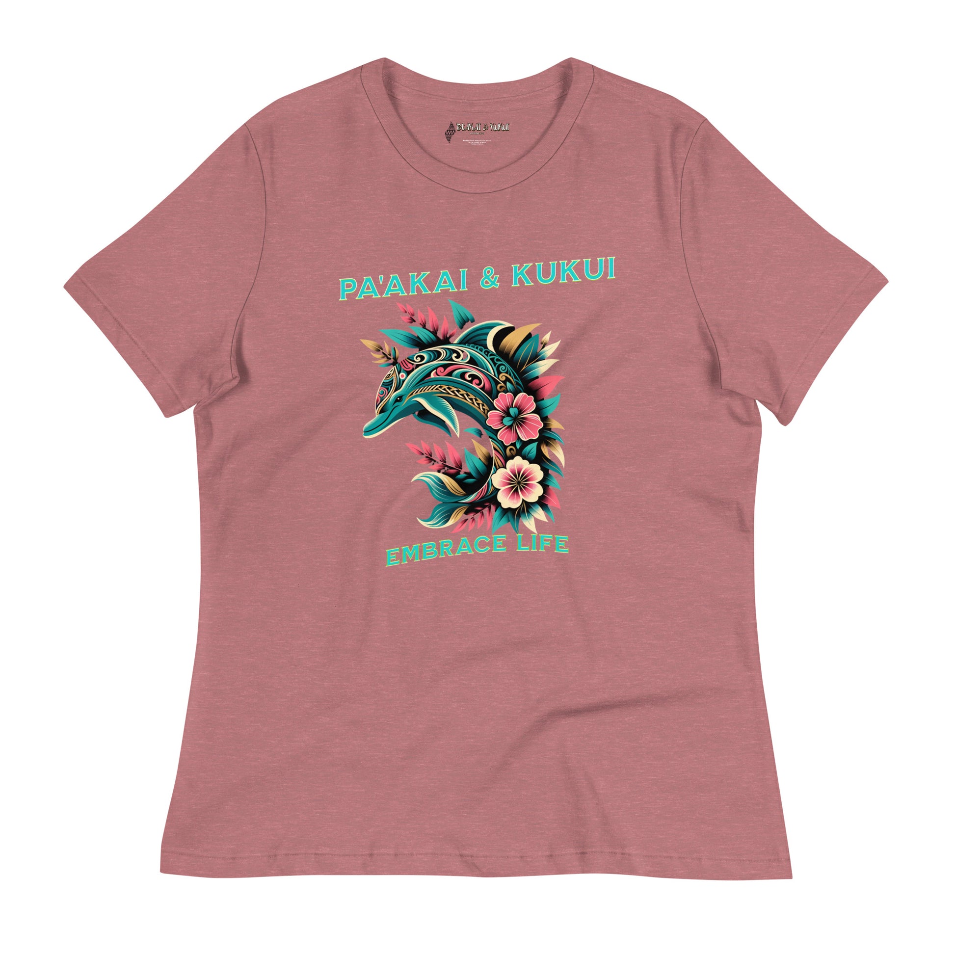 Tribal Naiʻa Women's Hawaiian Relaxed T-Shirt — Polynesian Dolphin Streetwear T-shirt Pa'akai & Kukui
