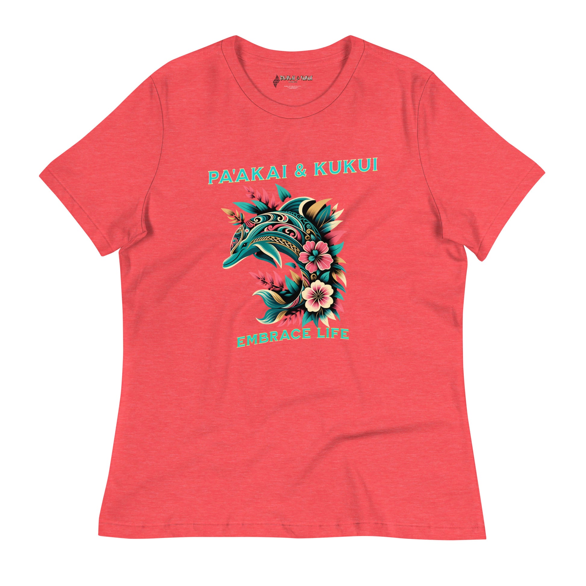 Tribal Naiʻa Women's Hawaiian Relaxed T-Shirt — Polynesian Dolphin Streetwear T-shirt Pa'akai & Kukui