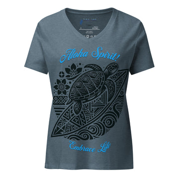 Aloha Spirit Women’s relaxed v-neck t-shirt V-Neck T-shirt Pa'akai & Kukui Heather Slate S