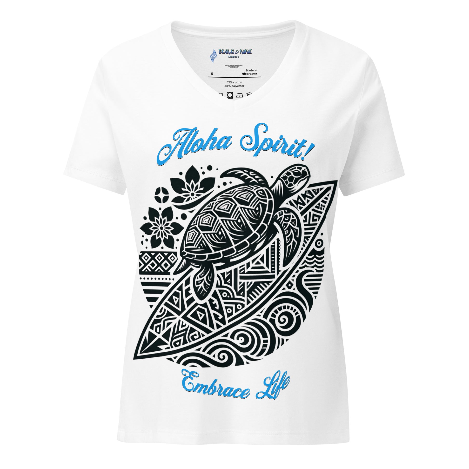 Aloha Spirit Women’s relaxed v-neck t-shirt V-Neck T-shirt Pa'akai & Kukui Solid White Blend S